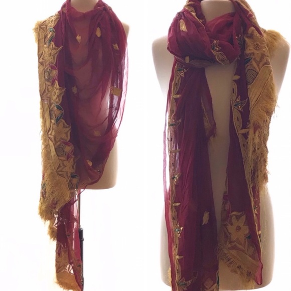 Vintage Accessories - Bohemian Embroidered Wrap Scarf🌿